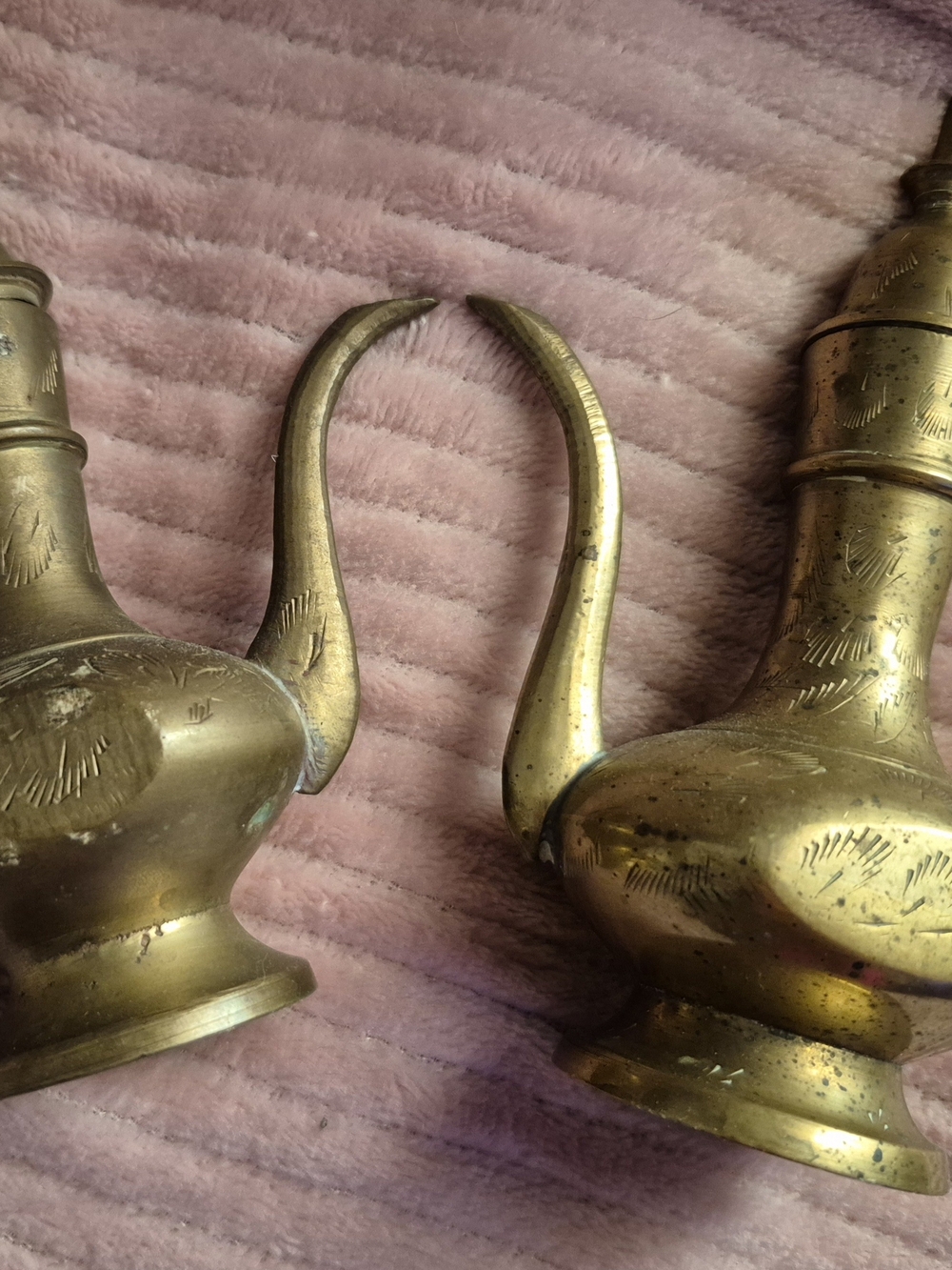 Brass Decorative Ewers Pair - Gold Finish